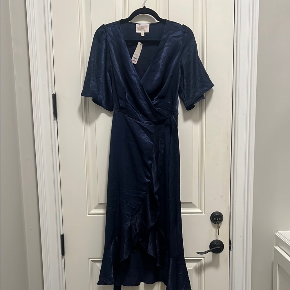 Elegant Navy Wrap Dress